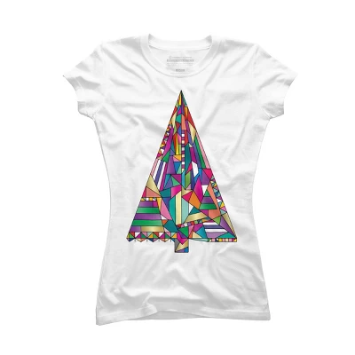 Junior's Design By Humans Christmas Tree Abstract By Xgdesign T-Shirt - Image 4