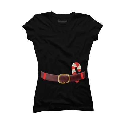 Junior's Design By Humans Christmas Candy Cane Belt By BenX T-Shirt - Image 4