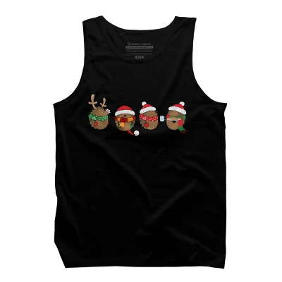 Men's Design By Humans Christmas Hedgehogs By Mangulica Tank Top - Image 4
