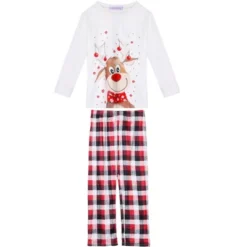 Cheibear Family Christmas Pajamas Matching Sets Sleepwear Holiday Home Party Pajama Set