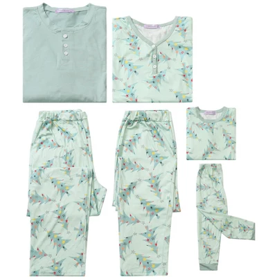 Cheibear Christmas Tree Long Sleeve Tops With Pants Lounge Family Pajama Sets Green - Image 2