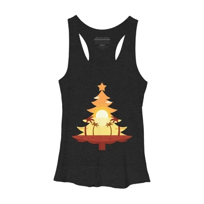 Women's Design By Humans Christmas In July Tree Sunset By Destiny29 Racerback Tank Top - Image 3