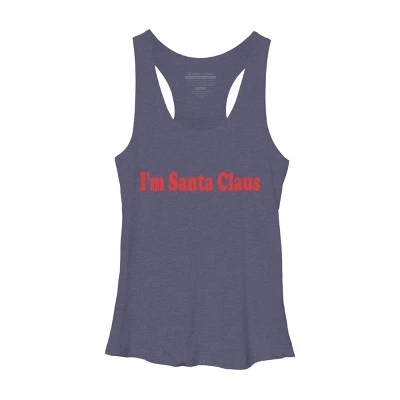 Women's Design By Humans Christmas I'm Santa Claus Text By BenX Racerback Tank Top - Image 4