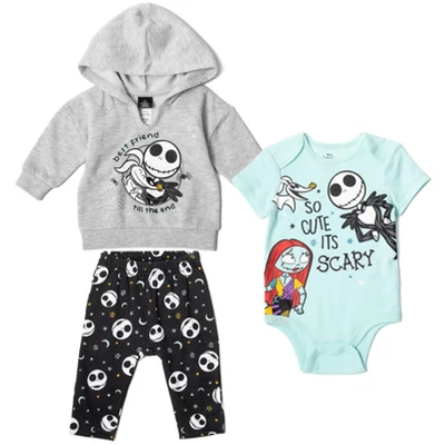 Disney Nightmare Before Christmas Oogie Boogie Fleece Pullover Hoodie Bodysuit & Pants 3 Pcs Outfit Set Newborn To Infant - Image 8