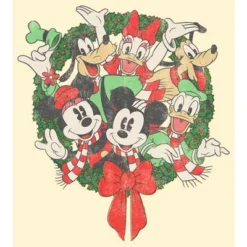 Men's Mickey & Friends Christmas Group Shot Wreath T-Shirt