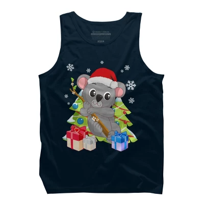 Men's Design By Humans Santa Climbing Koala Bear Christmas T-Shirt By Thebeardstudio Tank Top - Image 5