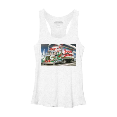 Women's Design By Humans Truck Driver Christmas Shirt Seasons Greetings By Galvanized Racerback Tank Top - Image 5