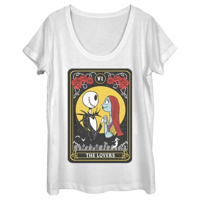 Women's The Nightmare Before Christmas The Lovers Tarot Card Scoop Neck - Image 3