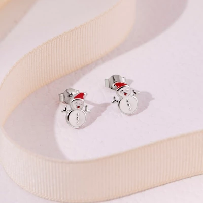 Girls' Christmas Snowman Standard Sterling Silver Earrings - In Season Jewelry - Image 3