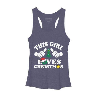 Women's Design By Humans This Girl Loves Christmas Thumbs White Text By Personalized Racerback Tank Top - Image 4
