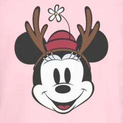 Junior's Minnie Mouse Christmas Reindeer Antlers T-Shirt