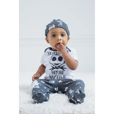 Disney Nightmare Before Christmas Zero Oogie Boogie Jack Skellington Baby Bodysuit Pants And Hat 3 Piece Outfit Set Newborn To Infant