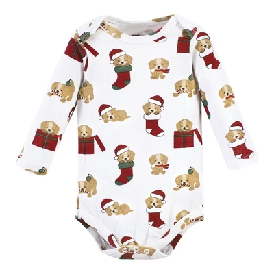 Hudson Baby Unisex Baby Cotton Long-Sleeve Bodysuits, Christmas Dog - Image 4