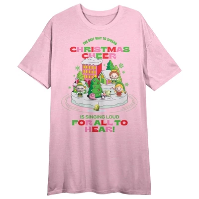 Elf "Christmas Cheer" Women's Pink Short Sleeve Sleep Shirt - Image 5