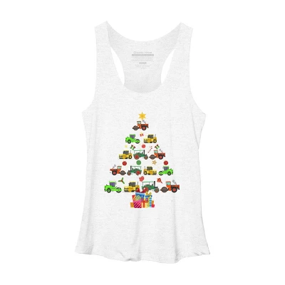 Women's Design By Humans Christmas Tractor Tree Gift Farmer Shirts Funny Tractor Xmas By VitMon Racerback Tank Top - Image 5