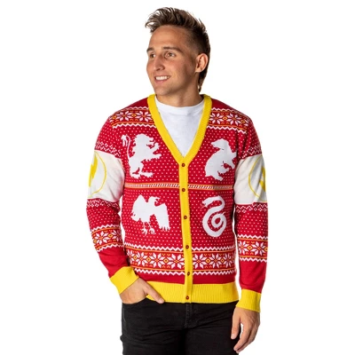 Harry Potter Men's Hogwarts Houses Ugly Christmas Sweater Cardigan - Image 5