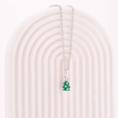 Girls' Festive Christmas Tree Sterling Silver Necklace - In Season Jewelry - Image 3