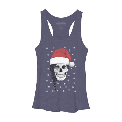 Women's Design By Humans Christmas Skull By Kodamorkovkart Racerback Tank Top - Image 4