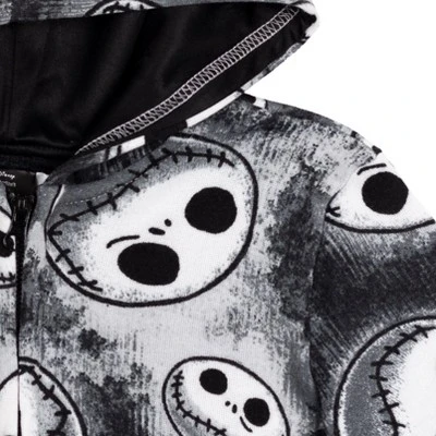 Disney Nightmare Before Christmas Jack Skellington Fleece Zip Up Hoodie Little Kid To Big Kid - Image 3