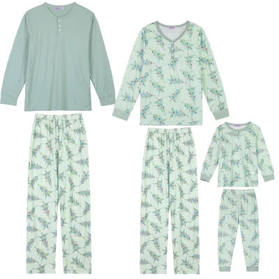 Cheibear Christmas Tree Long Sleeve Tops With Pants Lounge Family Pajama Sets Green - Image 4