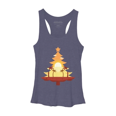 Women's Design By Humans Christmas In July Tree Sunset By Destiny29 Racerback Tank Top - Image 4