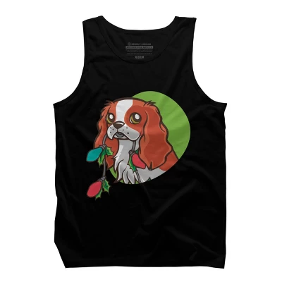Men's Design By Humans Super Cute Dog Paws Print Christmas Tree T-Shirt By Rasok Tank Top - Image 4