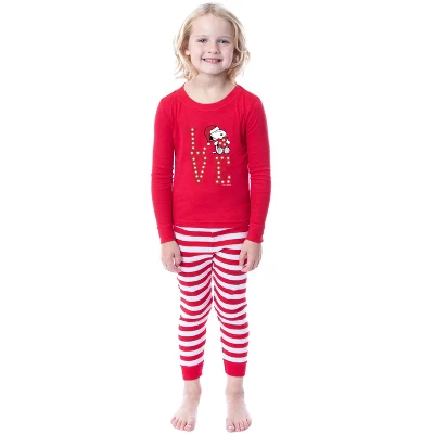 Peanuts Family Christmas Love Snoopy Santa Sleep 2 Piece Pajama Set Child