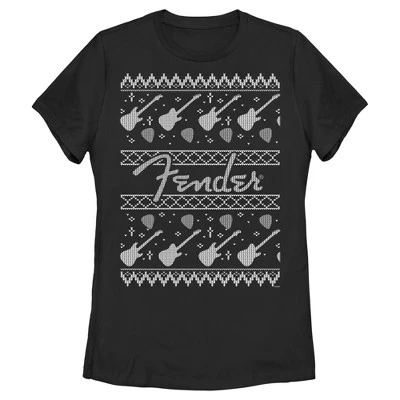 Women's Fender Christmas Black And White Logo T-Shirt - Image 3