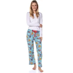 Disney Women's Winnie The Pooh Santa Hat Christmas Lights Pajama Pants