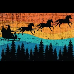 Junior's Design By Humans Retro Christmas Horse Riding Santa Vintage 70s 80s Xmas By Pahari T-Shirt