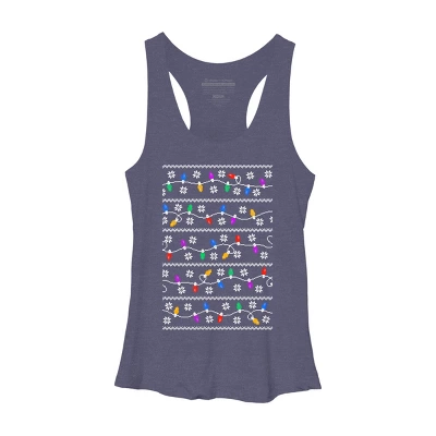 Women's Design By Humans Christmas Garland Lights Retro Pixel Pattern By R4Design Racerback Tank Top - Image 4