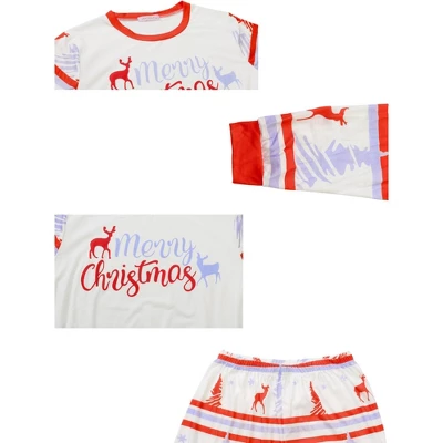 Cheibear Christmas Sleepwear Long Sleeve Tee With Pants Lounge Holiday Family Pajama Sets Red-White - Image 3