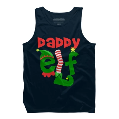 Men's Design By Humans Daddy Elf Christmas By Personalized Tank Top - Image 6