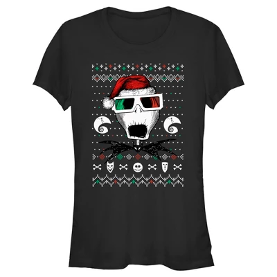 Junior's The Nightmare Before Christmas Ugly Christmas Jack Portrait T-Shirt - Image 3