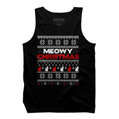 Men's Design By Humans Meowy Christmas Funny Xmas Gift Shirt By Thebluebabi Tank Top - Image 4