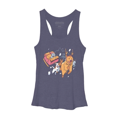 Women's Design By Humans Christmas Santa Cat By ArtStyleAlice Racerback Tank Top - Image 4