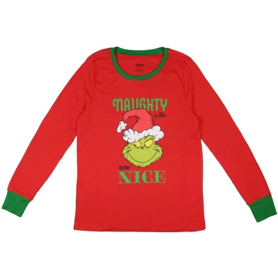 Dr. Seuss Womens' The Grinch Who Stole Christmas New Nice Lounge Pajama Sets