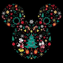 Girl's Mickey & Friends Christmas Mickey And Minnie Collage Crop T-Shirt