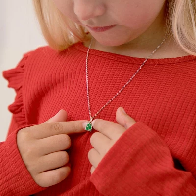Girls' Festive Christmas Tree Sterling Silver Necklace - In Season Jewelry - Image 2