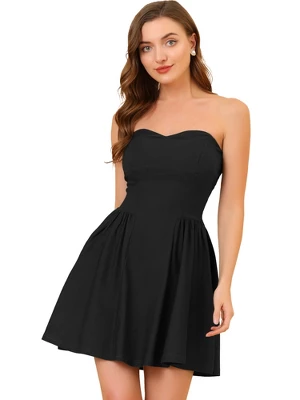 Allegra K Women's Party Mini Strapless Sweetheart Neck Christmas Top Dress - Image 7