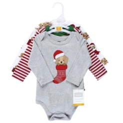 Hudson Baby Unisex Baby Cotton Long-Sleeve Bodysuits, Christmas Dog