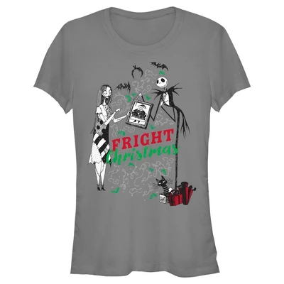 Junior's The Nightmare Before Christmas Fright Christmas Jack And Sally T-Shirt - Image 3