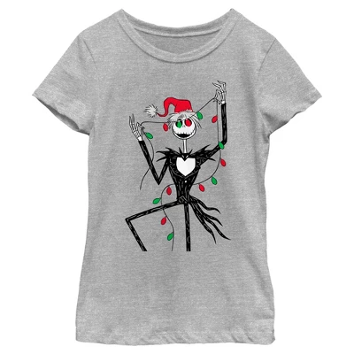 Girl's The Nightmare Before Christmas Jack Christmas Lights T-Shirt - Image 4