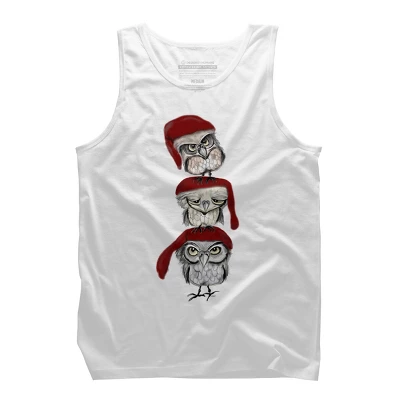 Men's Design By Humans Christmas Owls By Msmart Tank Top - Image 3