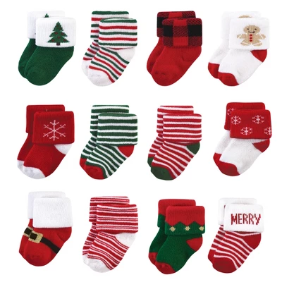 Hudson Baby Unisex Baby Cotton Rich Newborn And Terry Socks, 12 Days Of Christmas - Image 8