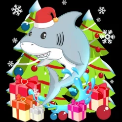 Men's Design By Humans Funny Santa Shark Christmas T-Shirt By Thebeardstudio Tank Top