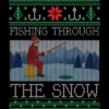 Junior's Design By Humans Christmas Ice Fishing Through Snow Fishing Ugly Christmas Sweate By Pahari T-Shirt