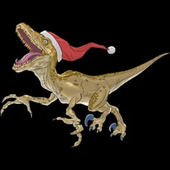 Junior's Design By Humans Christmas Velociraptor By Ayota T-Shirt