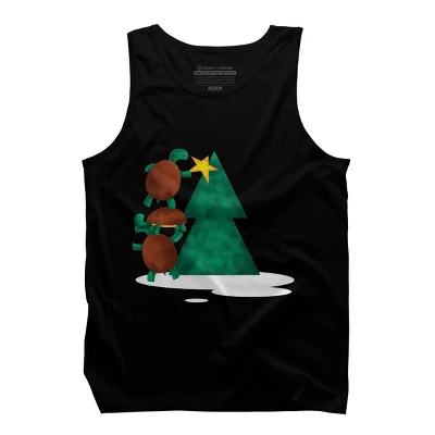 Men's Design By Humans Christmas Tree Turtle By Moredesignsplease Tank Top - Image 4