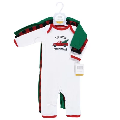 Hudson Baby Unisex Baby Cotton Coveralls, Christmas Tree
